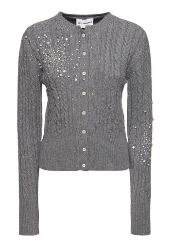 Embellished Cable Stitch Knit Cardigan