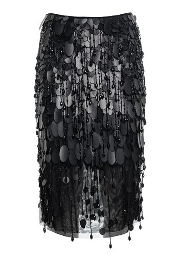 Fringed & Sequined Midi Skirt