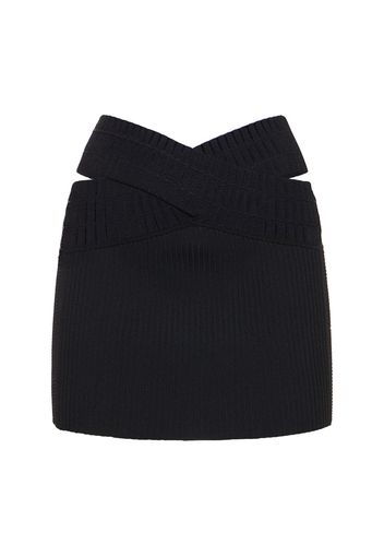 Crossed Rib Knit Viscose Mini Skirt