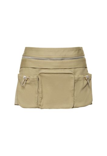 Cotton Blend Mini Skirt W/belt Bag