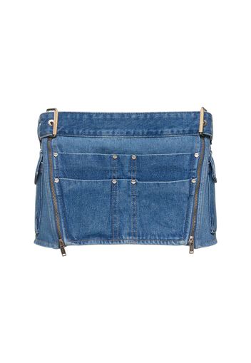 Buckle Denim Mini Skirt