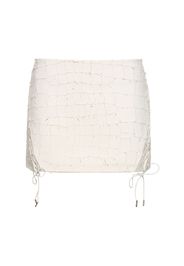 Snake Etched Leather Mini Skirt