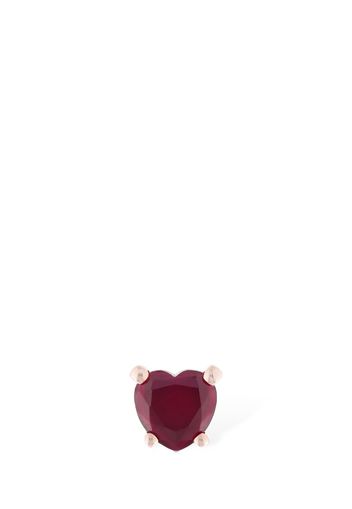 9kt Heart Synthetic Ruby Mono Earring