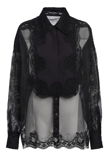 Silk Blend Organza & Lace Shirt