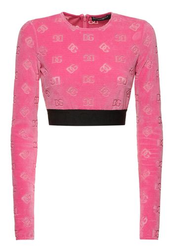 Chenille Monogram Jacquard Crop Top