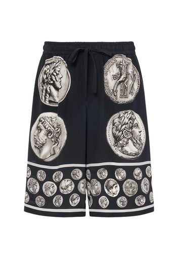 Ancient Coins Printed Silk Shorts