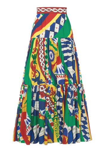 Carretto Print Cotton Poplin Long Skirt