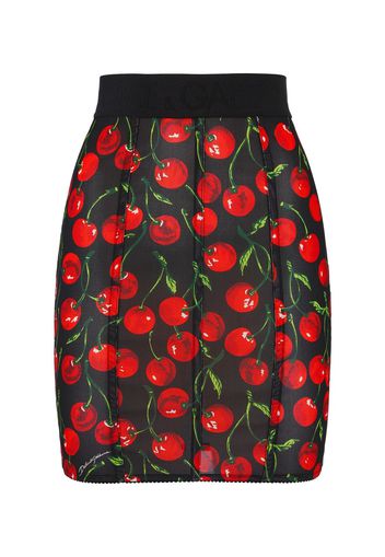 Cherry Print Marquisette Mini Skirt