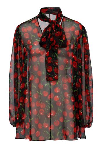 Cherry Printed Silk Chiffon Shirt