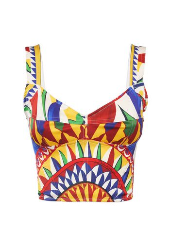 Carretto Print Silk Blend Crop Top