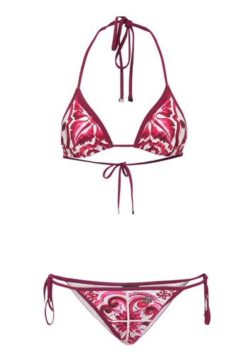 Maiolica Print Lycra Triangle Bikini Set