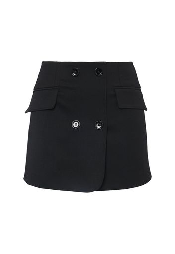 Stretch Wool Crepe Mini Skirt