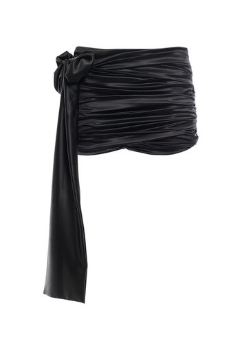 Stretch Silk Satin Ruched Mini Skirt