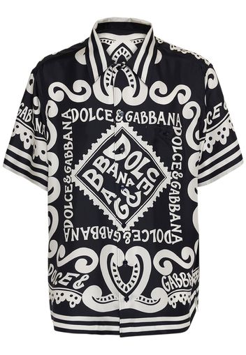 Bandana Printed Silk Twill Bowling Shirt