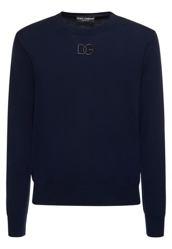 Logo Embroidered Wool Crewneck Sweater