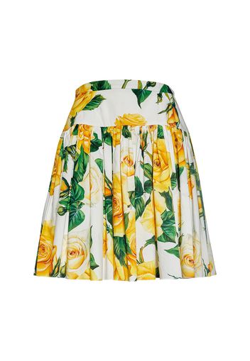 Rose Pleated Cotton Poplin Mini Skirt