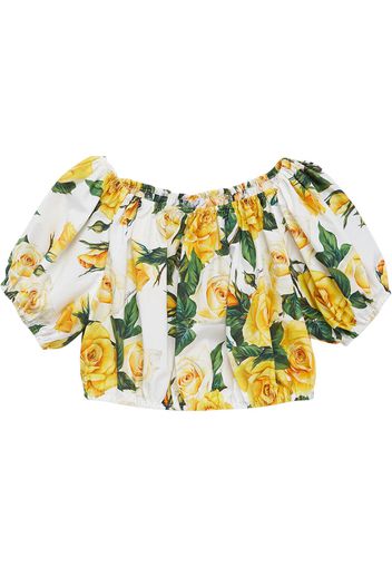 Flower Printed Cotton Crop Top