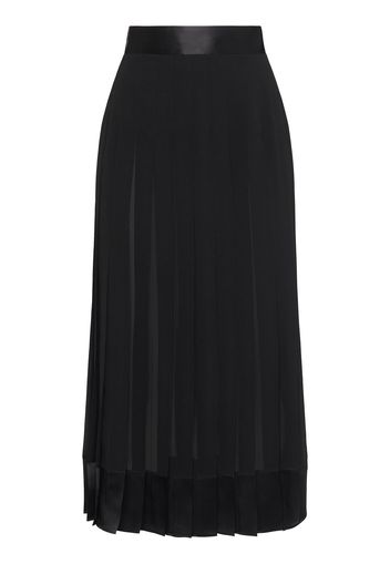 High Waist Pleated Georgette Midi Skirt