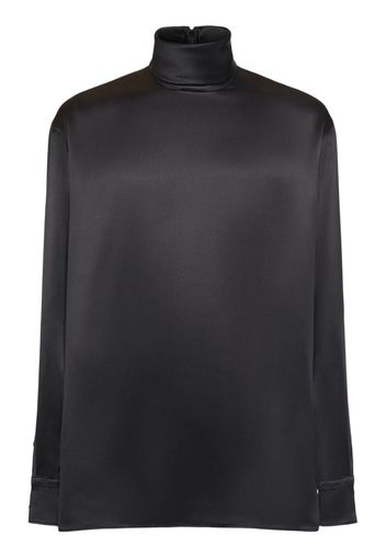 Silk Satin Turtleneck Shirt