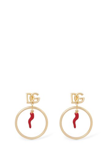 Dg Logo & Charm Hoop Earrings