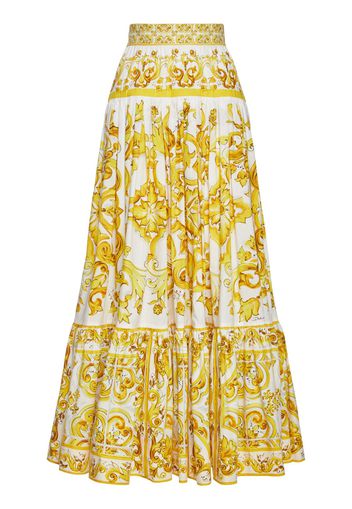 Maiolica Printed Poplin Long Skirt