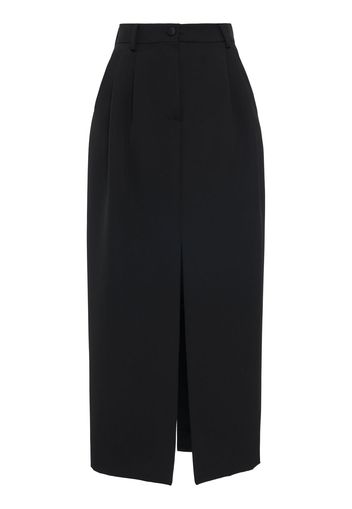 Wool Blend Gabardine Midi Skirt