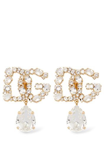 Dg Logo Crystal Drop Earrings