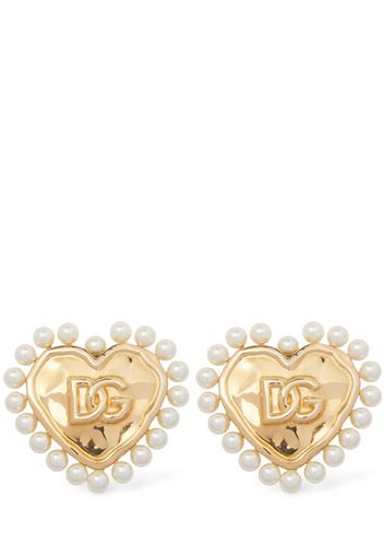 Dg Logo & Heart Stud Earrings