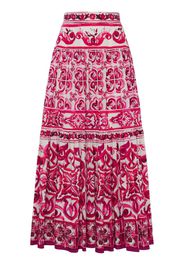 Maiolica Print Cotton Poplin Long Skirt