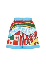 Carretto Printed Cotton Mini Shorts