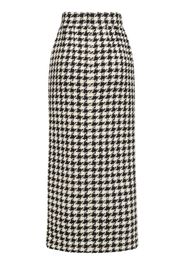 High Waist Houndstooth Midi Skirt