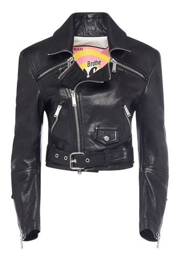 Leather Biker Jacket W/ Belt