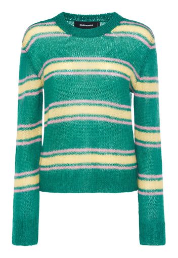 Striped Mohair Blend Crewneck Sweater