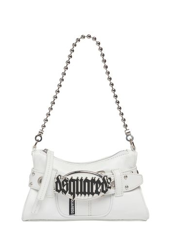 Gothic Logo Belted Leather Clutch