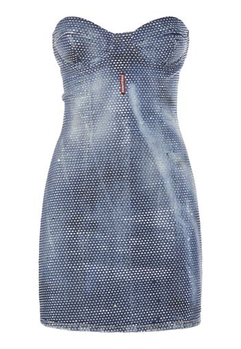 Embellished Strapless Denim Mini Dress