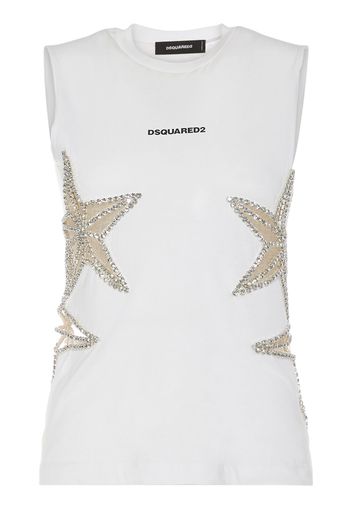 Embellished Stars Jersey Sleeveless Top