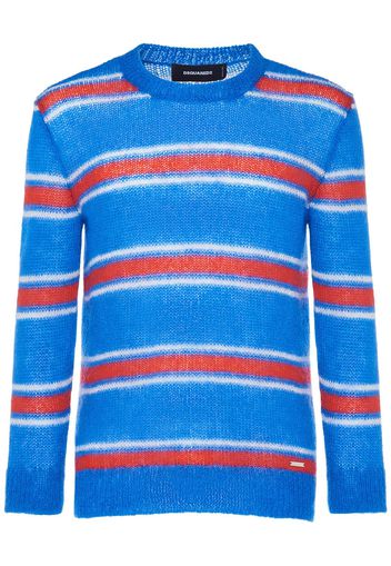 Striped Mohair Blend Crewneck Sweater