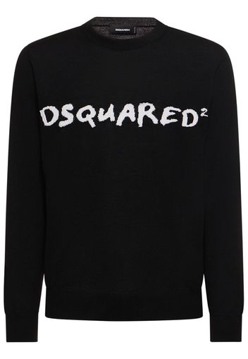 Logo Jacquard Wool Blend Sweater