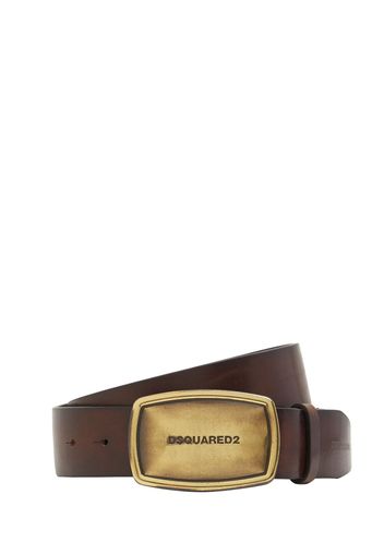 40mm Logo Plaque Leather Belt