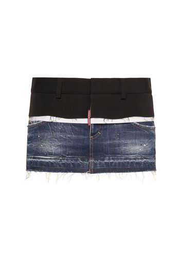 Cut That Boy Denim & Canvas Mini Skirt