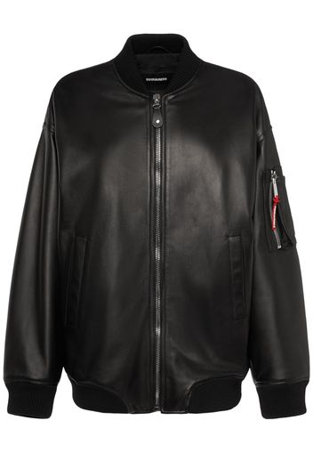 Zip-up Faux Leather Bomber Jacket