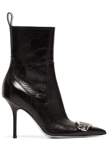 100mm Gothic Leather Ankle Boots