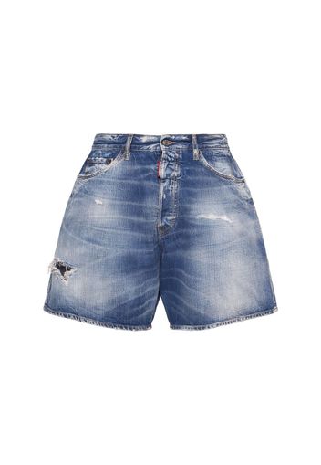 Boxer Fit Cotton Denim Shorts