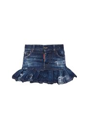 Open-side Ruffed Denim Mini Skirt
