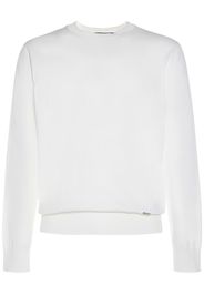 Logo Plaque Cotton Crewneck Sweater