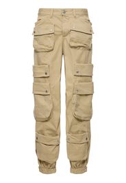 Cotton Drill Midrise Wide Cargo Pants