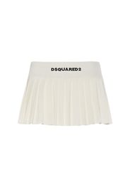 Viscose Knit Logo Pleated Mini Skirt