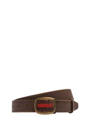 35mm Logo Plaque Leather Belt