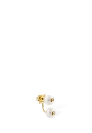 18k & Pearl Double Mono Earring