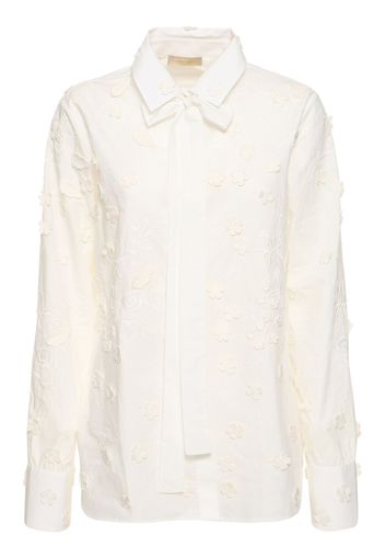 Embroidered Poplin Shirt W/ Flowers